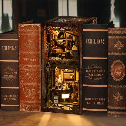 BV02-012 DIY Book Nook Kit Serenity Coffee House Miniature Bookshelf Insert Diorama Scenery Crafts