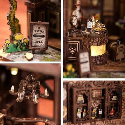 BV02-012 DIY Book Nook Kit Serenity Coffee House Miniature Bookshelf Insert Diorama Scenery Crafts