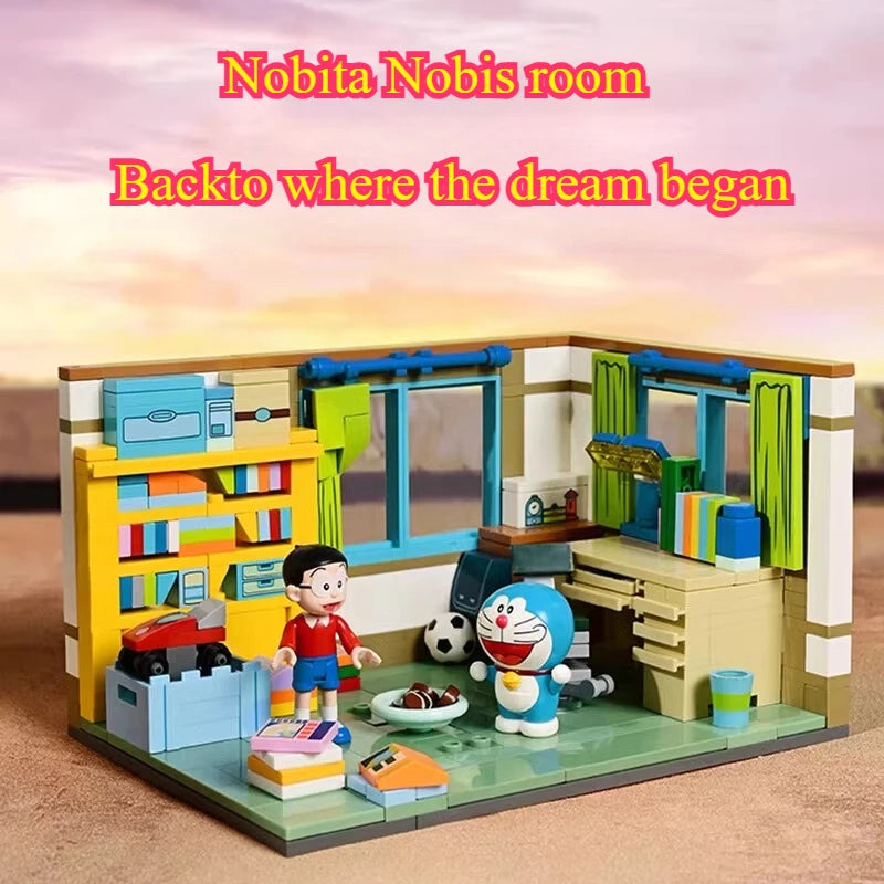 Doraemon Nobita Nobi's Room Building Blocks Miniature 3D Nobita House Japanese Anime Room DIY Display Model