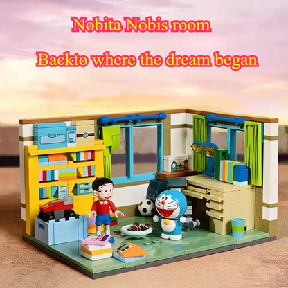 Doraemon Nobita Nobi's Room Building Blocks Miniature 3D Nobita House Japanese Anime Room DIY Display Model