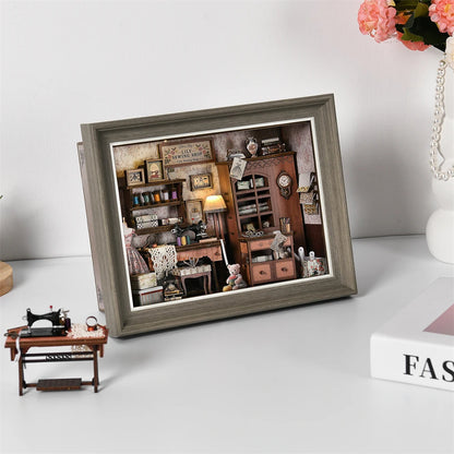 ZR01 Lily Sewing Shop DIY Dollhouse Miniature Kits Miniature Frames Tailor Shop Clothing Alterations Shop