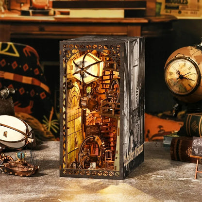 YM05 Uncle Peter Workshop DIY Book Nook Kit Hot Air Balloon Airship Miniature Blimp Mechanical Miniature Bookshelf Decor Kits