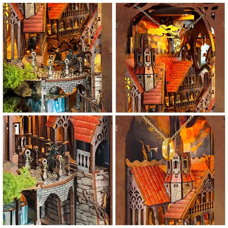 SQ05 Lord of The Rings DIY Book Nook Kit Magic Tower Valley Miniature Scenery Diorama