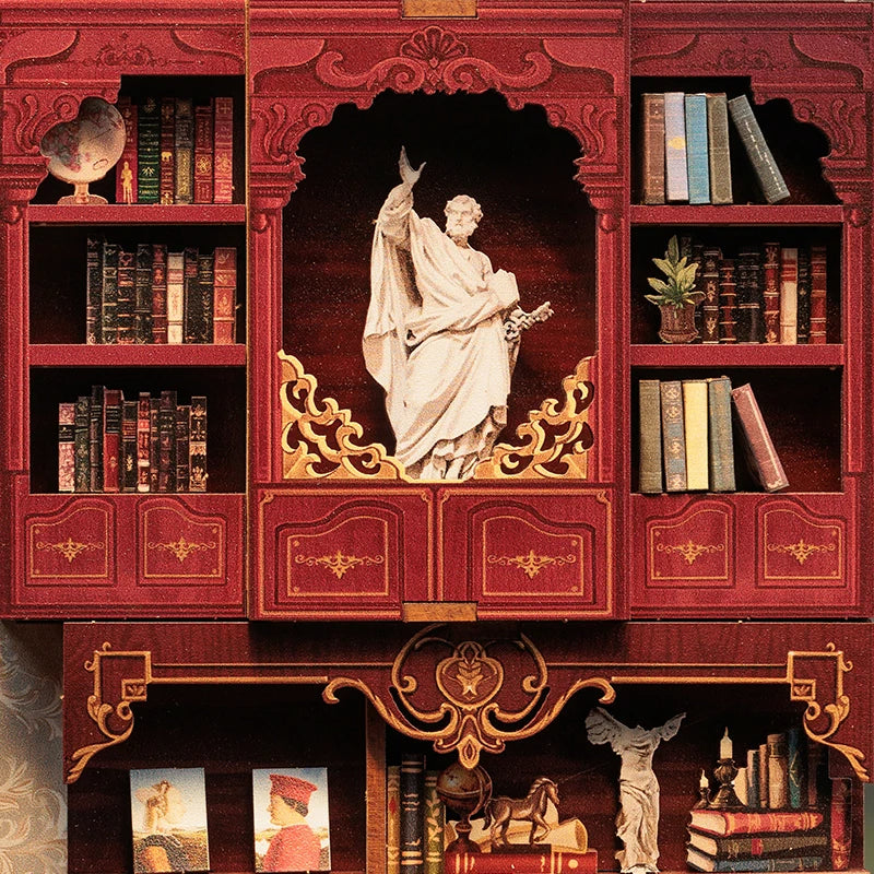 DC03 Library of Wisdom DIY Book Nook Kit Ancient Library Miniature Diorama Scenery Book Shelf Inserts