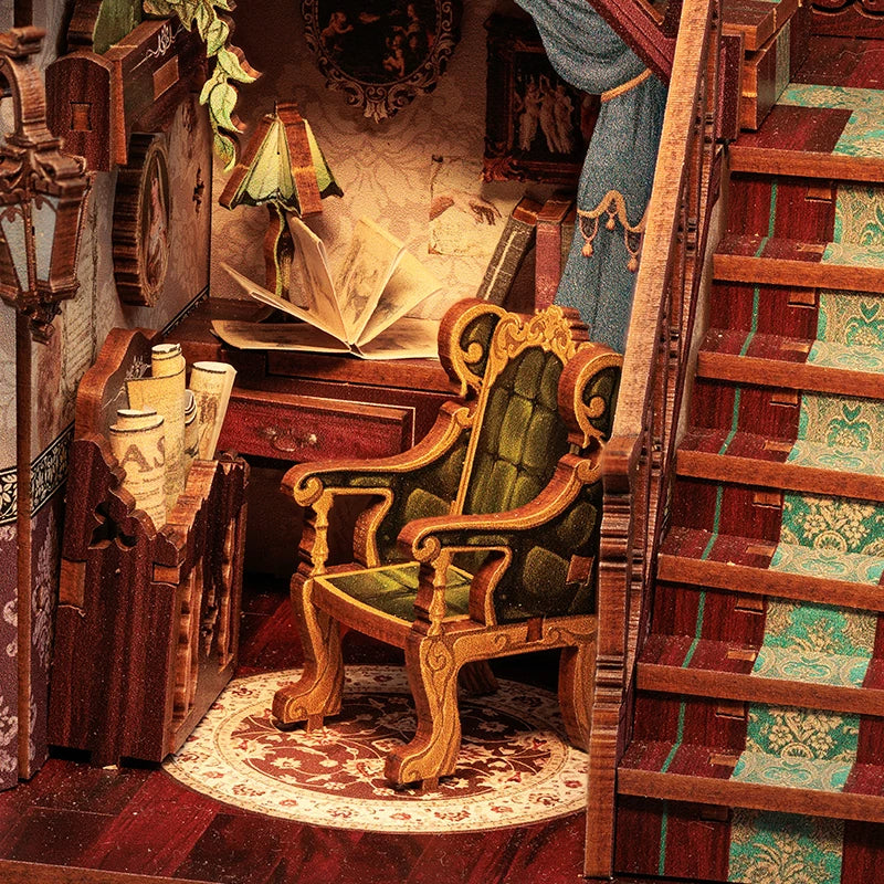 DC03 Library of Wisdom DIY Book Nook Kit Ancient Library Miniature Diorama Scenery Book Shelf Inserts