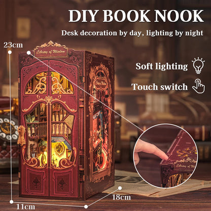 DC03 Library of Wisdom DIY Book Nook Kit Ancient Library Miniature Diorama Scenery Book Shelf Inserts