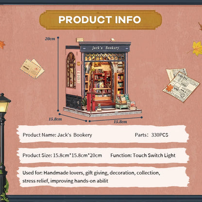 CWGC209 Jack's Bookery DIY Dollhouse Miniature Bookstore Miniature Shop Diorama Scenery
