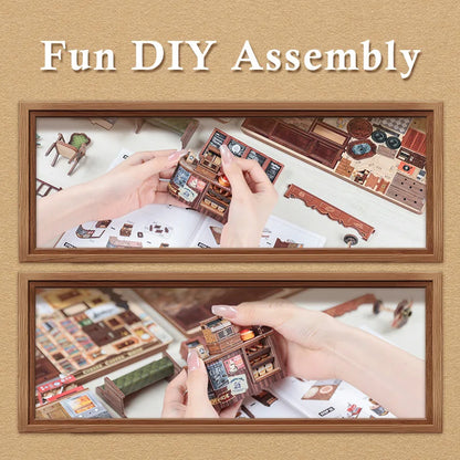 CWGB402 CORNER COFFEE SHOP DIY Dollhouse Miniature Kit Miniature Coffee Shop Restaurant Miniature Diorama Scenery