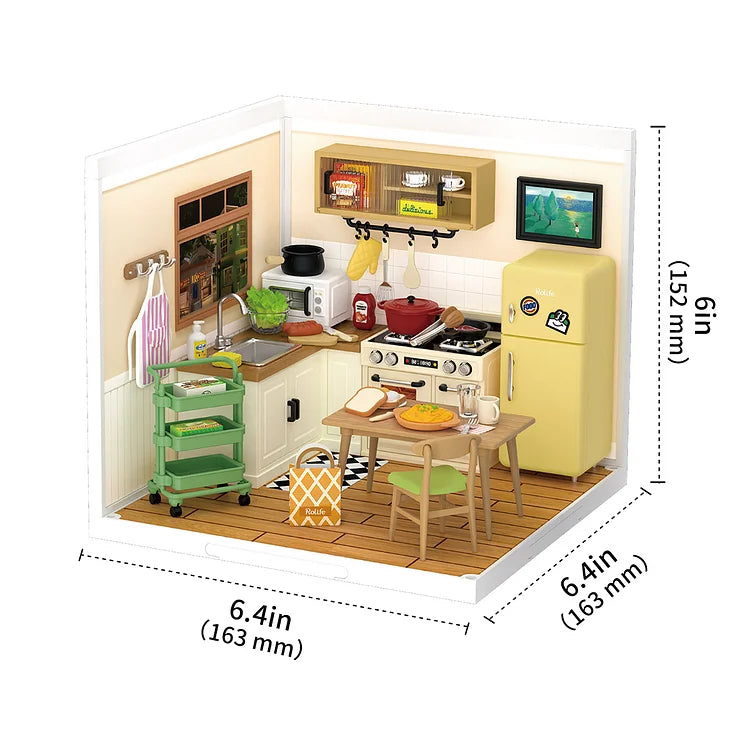 DW008 Happy Meals Kitchen DIY Plastic Miniature House Miniature Kitchen