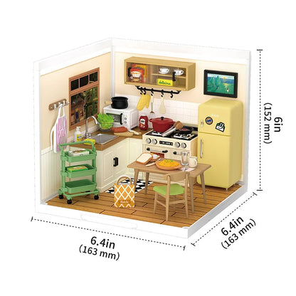 DW008 Happy Meals Kitchen DIY Plastic Miniature House Miniature Kitchen