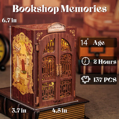 SD01 Bookshop Memories Book Nook Openable Doors DIY Book Nook Kit