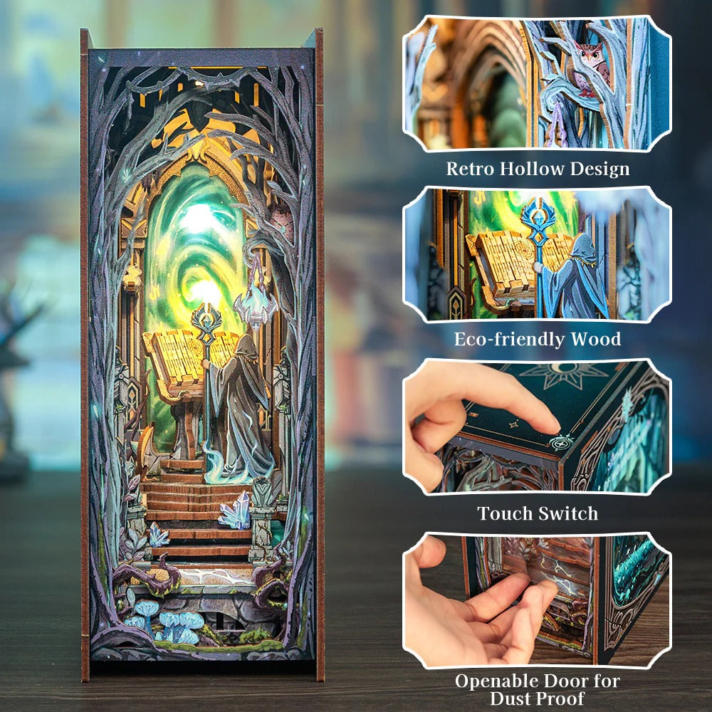 HY02 The Gate of Wonderland DIY Book Nook Kit Magical Gate Of Galaxy Miniature Book Shelf Insert