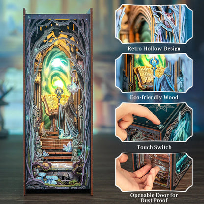 HY02 The Gate of Wonderland DIY Book Nook Kit Magical Gate Of Galaxy Miniature Book Shelf Insert
