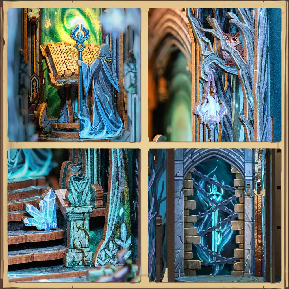 HY02 The Gate of Wonderland DIY Book Nook Kit Magical Gate Of Galaxy Miniature Book Shelf Insert