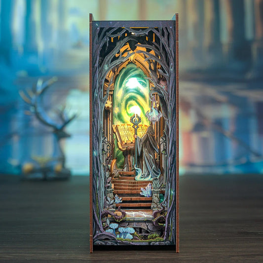 HY02 The Gate of Wonderland DIY Book Nook Kit Magical Gate Of Galaxy Miniature Book Shelf Insert