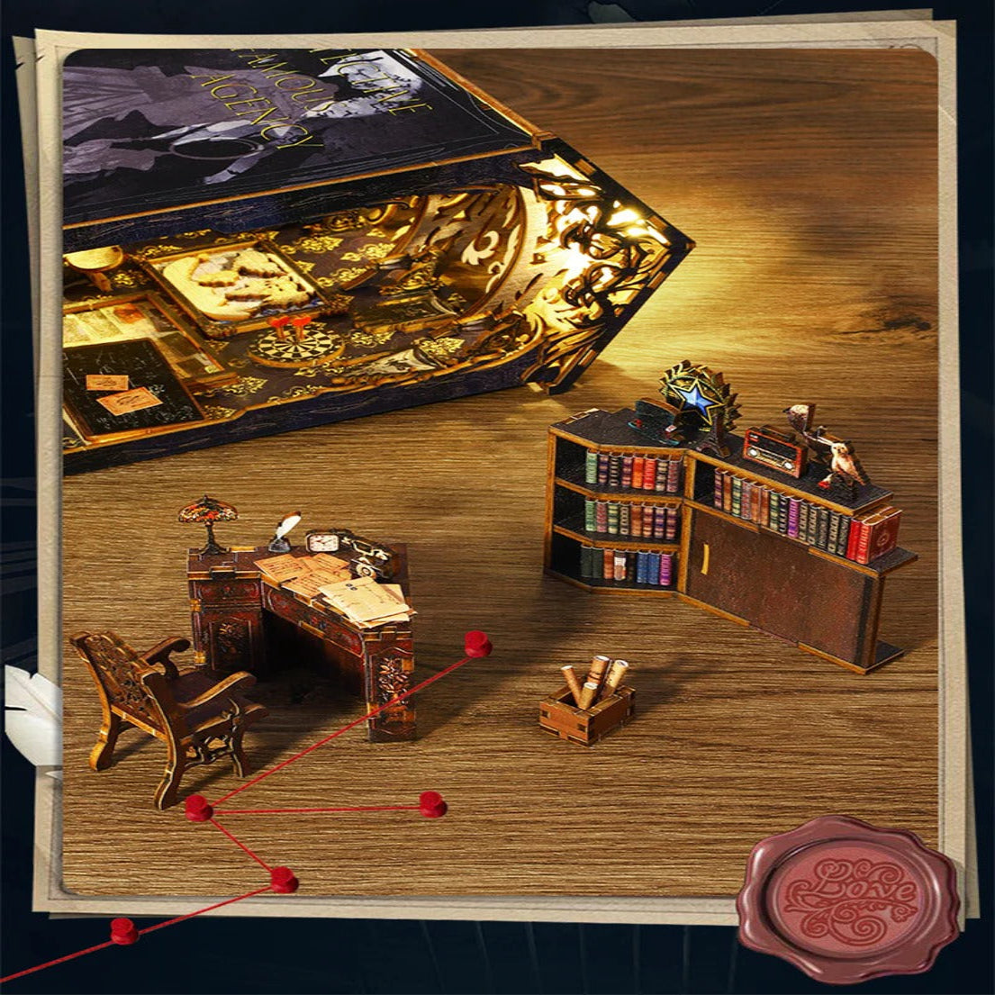 SL07 Detective Famous Agency DIY Book Nook Kit Bookshelf Insert Diorama Scenery Miniature Crafts
