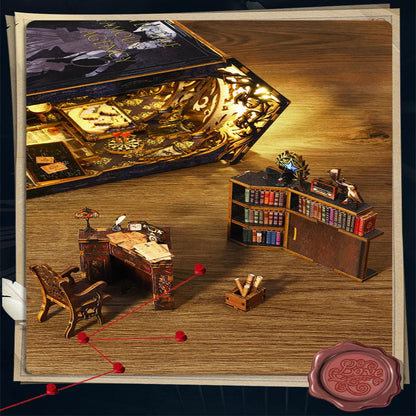SL07 Detective Famous Agency DIY Book Nook Kit Bookshelf Insert Diorama Scenery Miniature Crafts