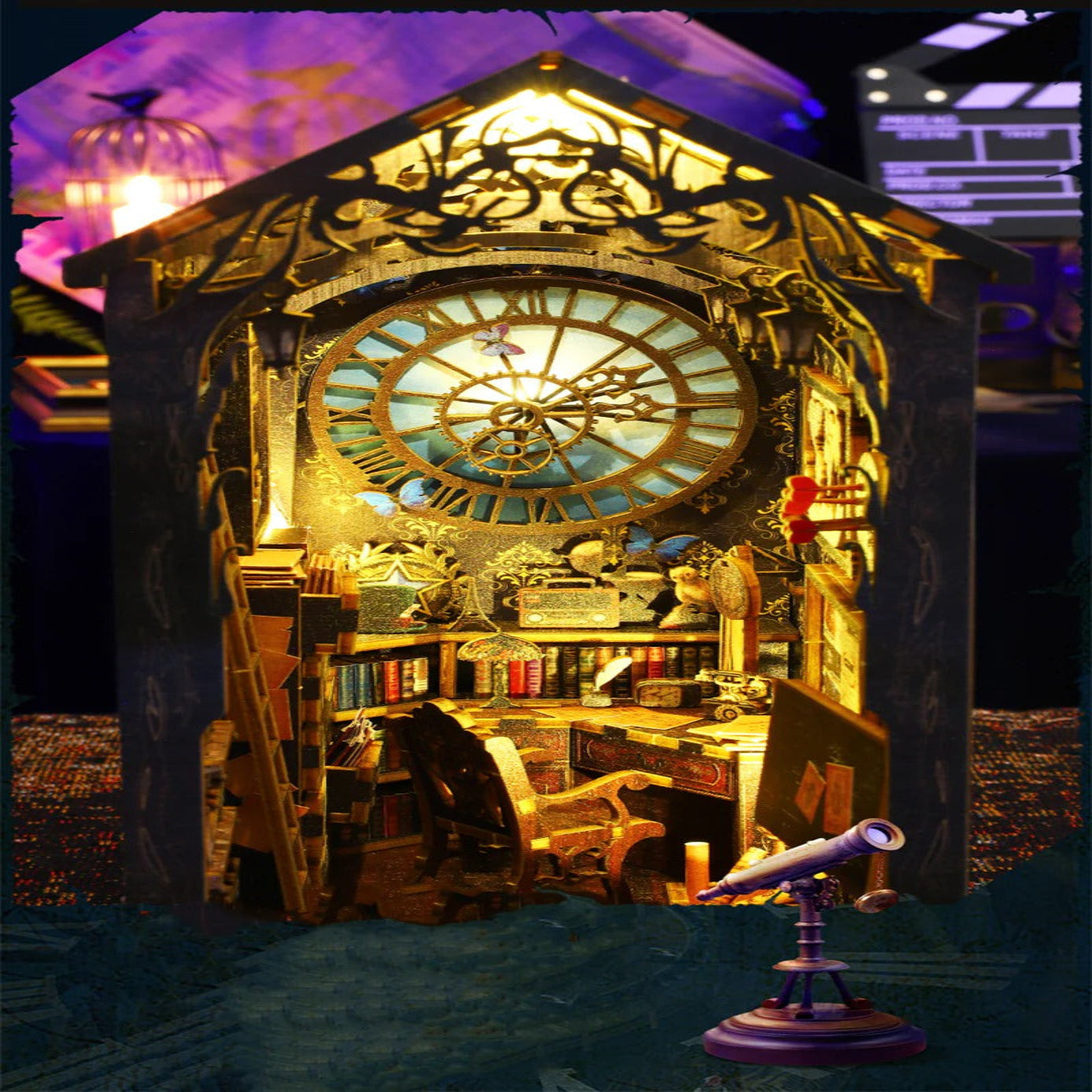 SL07 Detective Famous Agency DIY Book Nook Kit Bookshelf Insert Diorama Scenery Miniature Crafts