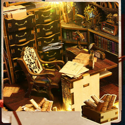 SL07 Detective Famous Agency DIY Book Nook Kit Bookshelf Insert Diorama Scenery Miniature Crafts