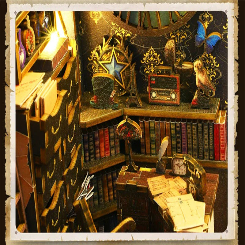 SL07 Detective Famous Agency DIY Book Nook Kit Bookshelf Insert Diorama Scenery Miniature Crafts