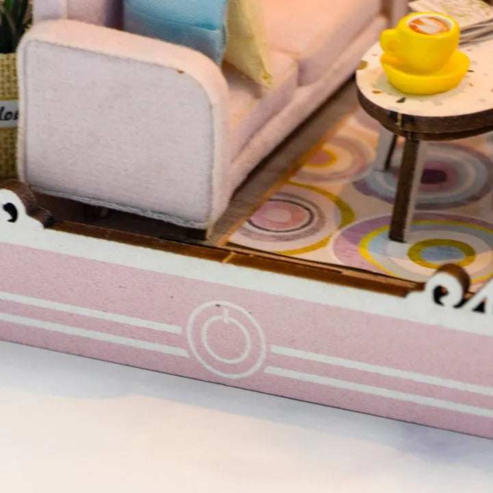 M2413 Pink Loft DIY Book Nook Kit Duplex Apartment Miniature Scenery Diorama Luxury Life Story Decor
