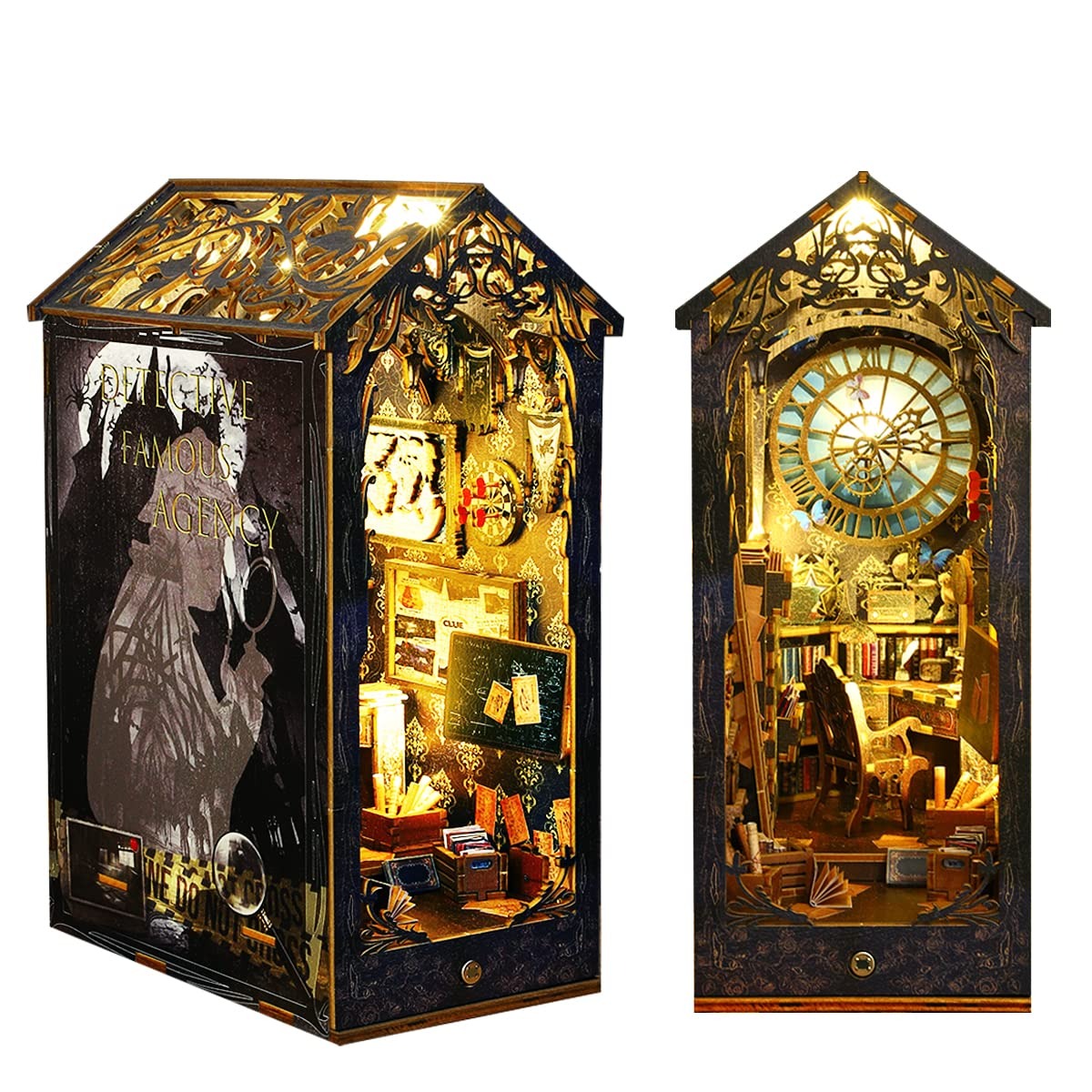 SL07 Detective Famous Agency DIY Book Nook Kit Bookshelf Insert Diorama Scenery Miniature Crafts
