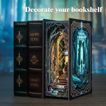 HY02 The Gate of Wonderland DIY Book Nook Kit Magical Gate Of Galaxy Miniature Book Shelf Insert