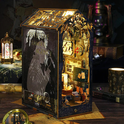 SL07 Detective Famous Agency DIY Book Nook Kit Bookshelf Insert Diorama Scenery Miniature Crafts