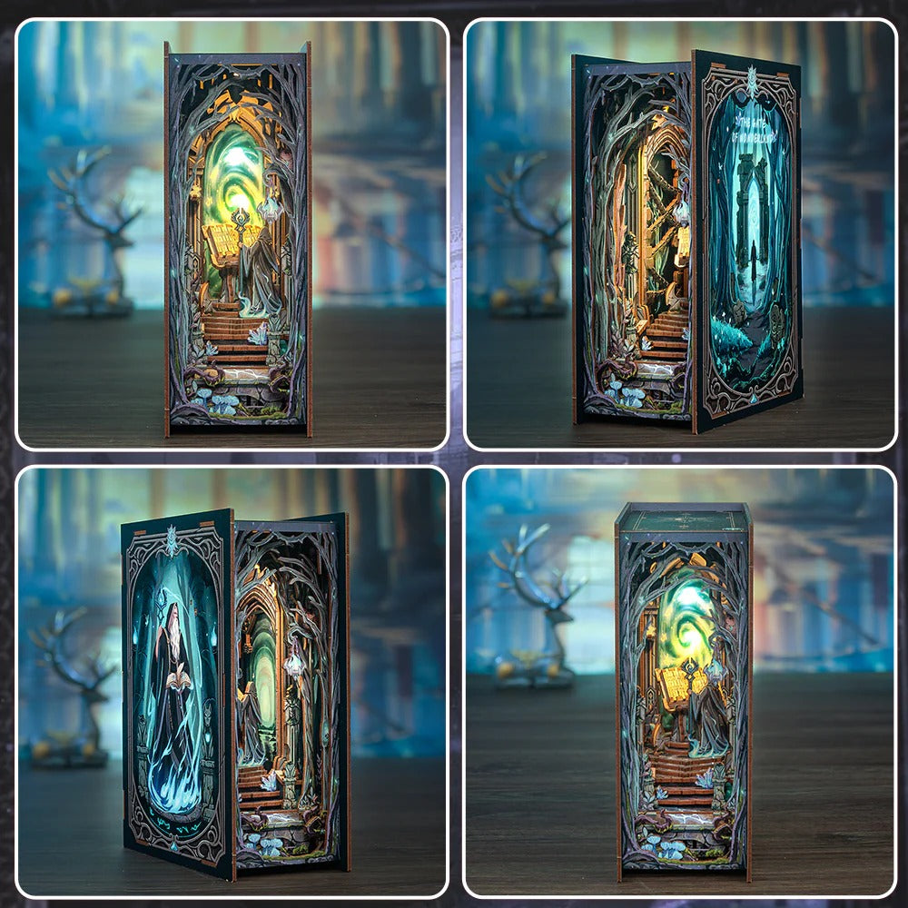 HY02 The Gate of Wonderland DIY Book Nook Kit Magical Gate Of Galaxy Miniature Book Shelf Insert