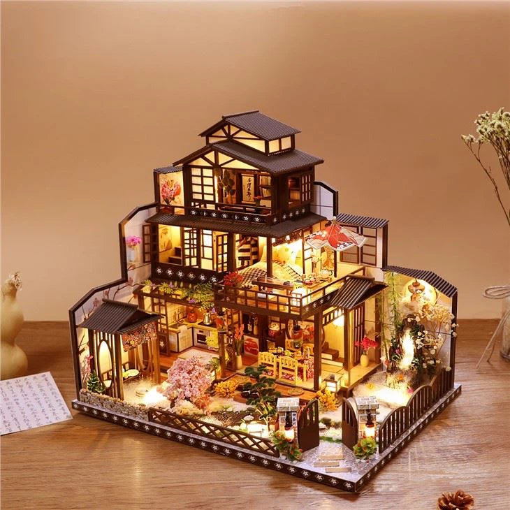 L2021 The Ancient Capital Under Moonlight Japanese Villa DIY Miniature Dollhouse Kit