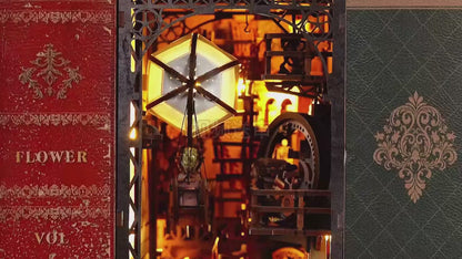 YM05 Uncle Peter Workshop DIY Book Nook Kit Hot Air Balloon Airship Miniature Blimp Mechanical Miniature Bookshelf Decor Kits