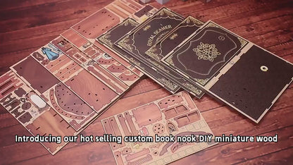 BV02-009 DIY Book Nook Kit Royal Seamer Miniature Bookshelf Insert Diorama Scenery Crafts