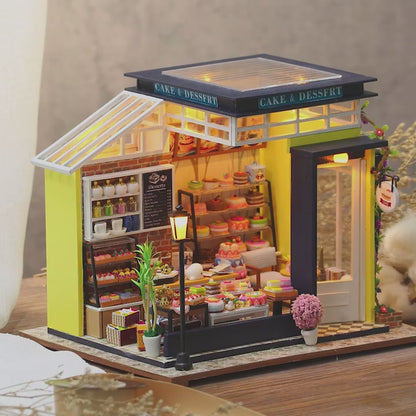 K1059 DIY Dollhouse Kit Cake & Dessert Miniature Bakery Cake Shop Scenery Diorama