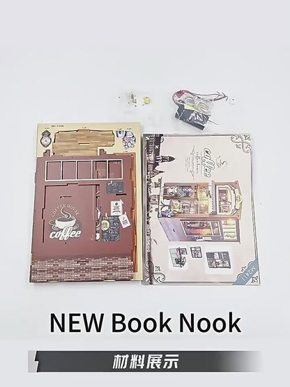 M2411 Coffee House DIY Book Nook Kit Cat Cafe Restaurant Miniature Diorama Scenery Decor