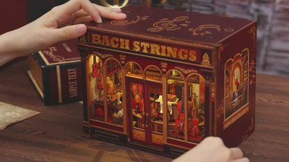 CWGB404 Bach Strings DIY Dollhouse Kit Music Studio Miniature Music Equipment Store Diorama