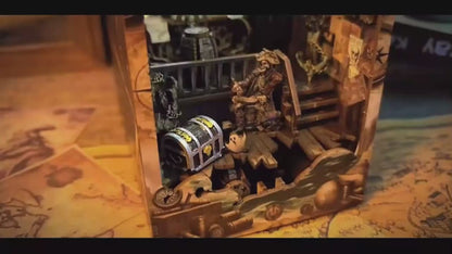 SQ36 Pirates of Caribbean DIY Book Nook Kit Jack Sparrow Black Pearl Ship Miniature Diorama