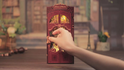 DC03 Library of Wisdom DIY Book Nook Kit Ancient Library Miniature Diorama Scenery Book Shelf Inserts
