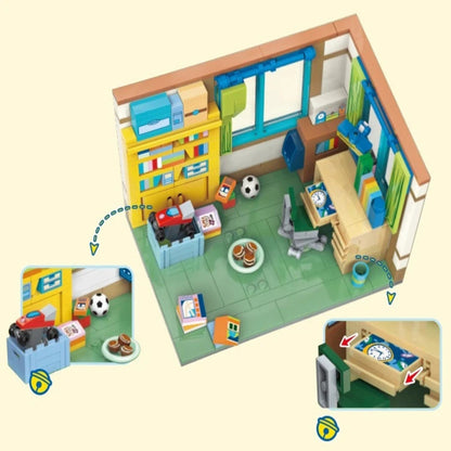 Doraemon Nobita Nobi's Room Building Blocks Miniature 3D Nobita House Japanese Anime Room DIY Display Model